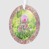 Roos Gold Holographic Glitter Circle Foto Ornament (voorkant)