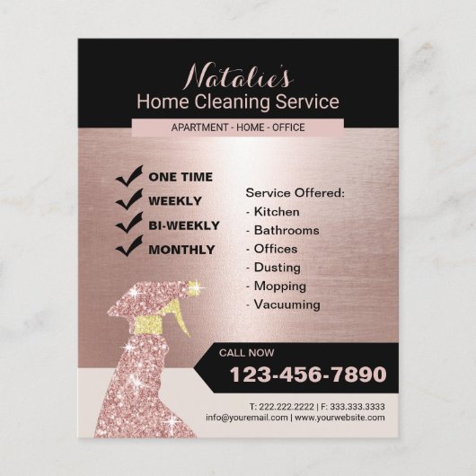 Roos Gold Home Cleaning House Keeping Service Flyer (Voorkant)