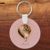 Roos Gold Hot Air ballon met naam en schuifwiel Sleutelhanger (Voorkant)