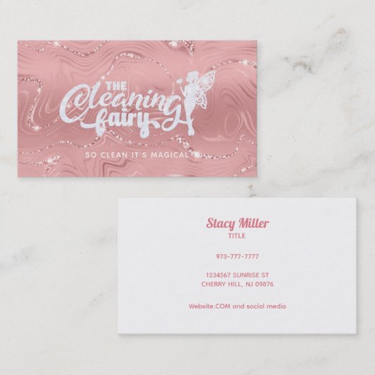 Roos Gold House Cleaning Visitekaartjes (Voorkant / Achterkant)