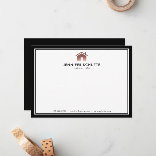 Roos Gold House Luxury Realty - Gepersonaliseerde  Notitiekaartje (Voorkant / Achterkant in situ)