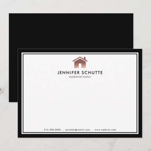 Roos Gold House Luxury Realty - Gepersonaliseerde  Notitiekaartje (Voorkant / Achterkant)