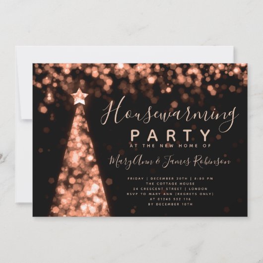 Roos Gold Housewarming Party Kerstfeest Feestdagen Kaart (Voorkant)