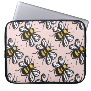 Roos Gold Humble Bumblebee laptop Hoesje Laptop Sleeve