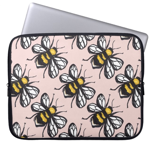 Roos Gold Humble Bumblebee laptop Hoesje Laptop Sleeve (Voorkant)