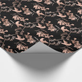 Roos Gold Hummingbird Pattern op Black Cadeaupapier (Hoek)