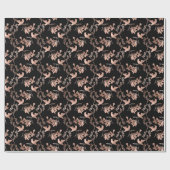 Roos Gold Hummingbird Pattern op Black Cadeaupapier (Vlak)