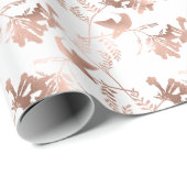 Roos Gold Hummingbird Pattern Weddenschap Cadeaupapier (Rol Hoek)