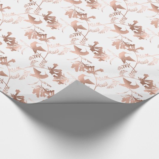 Roos Gold Hummingbird Pattern Weddenschap Cadeaupapier (Hoek)