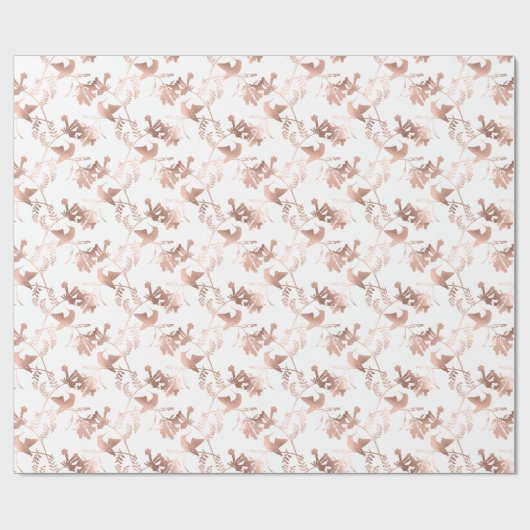 Roos Gold Hummingbird Pattern Weddenschap Cadeaupapier (Vlak)