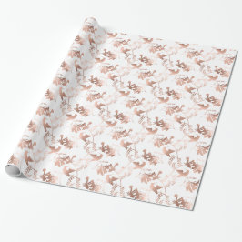 Roos Gold Hummingbird Pattern Weddenschap Cadeaupapier