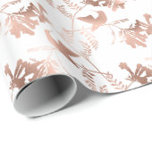 Roos Gold Hummingbird Pattern Weddenschap Cadeaupapier (Rol Hoek)