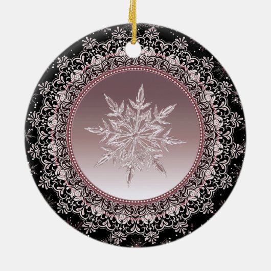 Roos Gold Ice Crystal Snowflake Ornament (Achterkant)