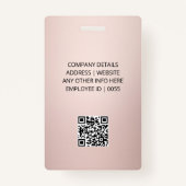 Roos Gold ID Kaart Metallic Employee Photo Badge (Achterkant)