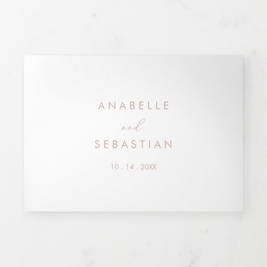 Roos Gold Idyllic stijlvolle kalligrafie bruiloft Drieluik Uitnodiging (Cover)