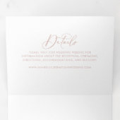 Roos Gold Idyllic stijlvolle kalligrafie bruiloft Drieluik Uitnodiging (Binnenzijde eerst)