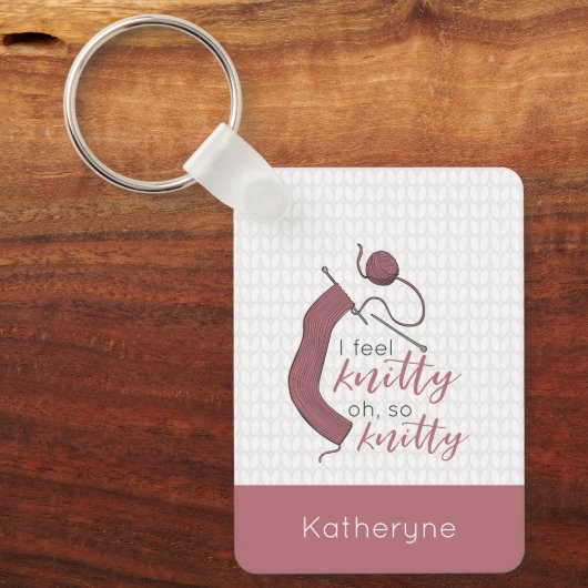 Roos Gold, ik voel me knitty, zo knitty Sleutelhan Sleutelhanger (Voorkant)