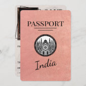 Roos Gold India Passport Bewaar de datum Save The Date (Voorkant / Achterkant)