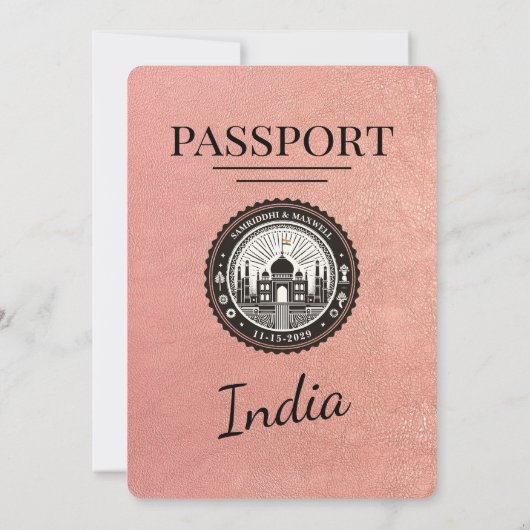 Roos Gold India Passport Uitnodiging voor een brui (Achterkant)