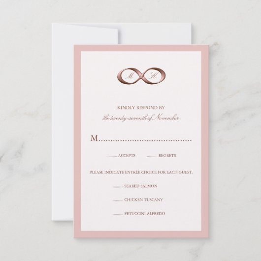 Roos Gold Infinity Hand Clasp Wedding RSVP-kaart RSVP Kaartje (Voorkant)