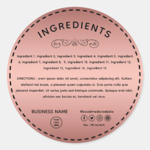 Roos Gold Ingredient Direction Logo Productlabel Ronde Sticker