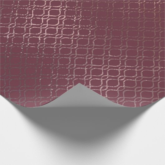 Roos Gold Interwoven Lattice Pattern op Bourgogne Cadeaupapier (Hoek)