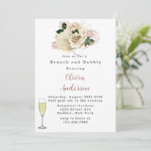 Roos Gold Ivory Roos Glitter Brunch en Bubble Inv Kaart (Staand voorkant)