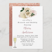 Roos Gold Ivory Roos Glitter Brunch en Bubble Inv Kaart (Voorkant / Achterkant)