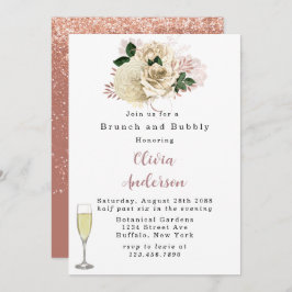 Roos Gold Ivory Roos Glitter Brunch en Bubble Inv Kaart