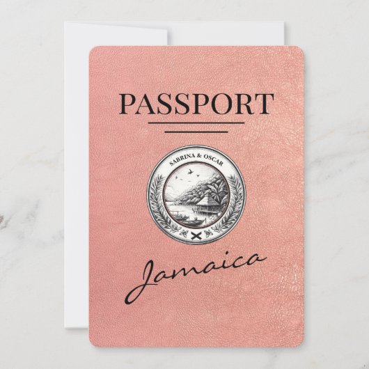 Roos Gold Jamaica Passport Bewaar de datum Save The Date (Voorkant)