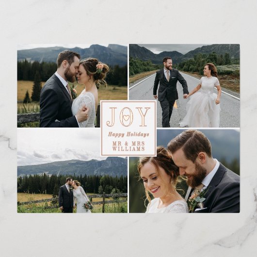 Roos Gold Joy Heart Wedding Prettige feestdagen (Voorkant)