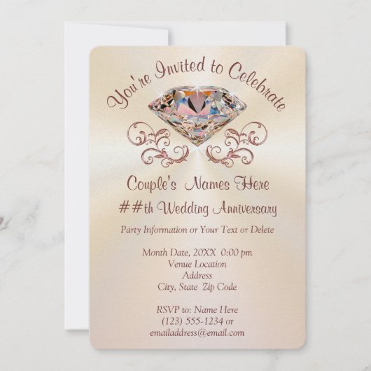 Roos Gold Jubileum Uitnodigingen, speciaal aangepa Kaart (Voorkant)