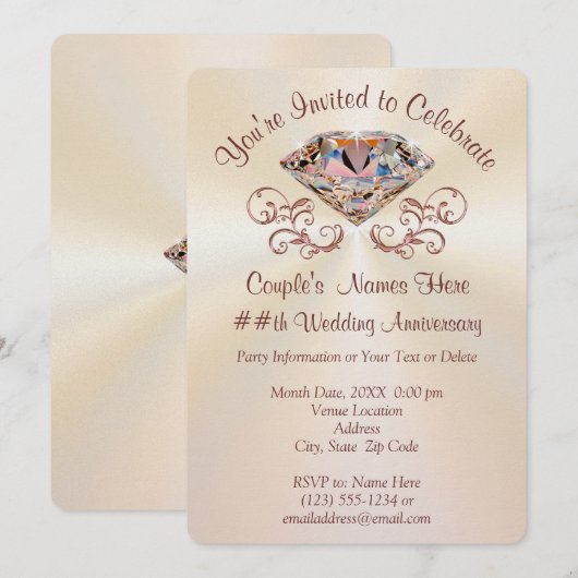 Roos Gold Jubileum Uitnodigingen, speciaal aangepa Kaart (Voorkant / Achterkant)