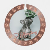 Roos Gold + kerstboom met glitter Paw-naam Metalen Ornament (Voorkant)