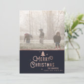 Roos Gold kerstboomfeestdag - Fotokaart Feestdagenkaart (Staand voorkant)