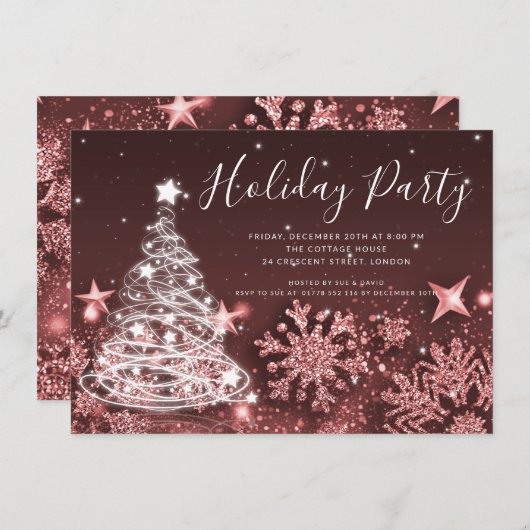 Roos Gold kerstboomfeestdag Kaart (Voorkant / Achterkant)