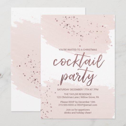 Roos Gold-kerstcocktail Kaart (Voorkant / Achterkant)