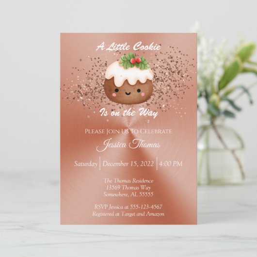 Roos Gold kerstkoekjes Baby shower Kaart (Staand voorkant)