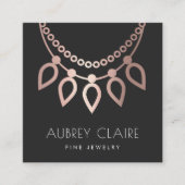 Roos Gold Ketting Jeweler Logo Vierkante Visitekaartje (Voorkant)