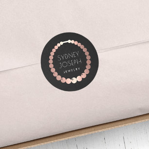 Roos Gold Ketting   Logo Joodse ontwerpen Ronde Sticker