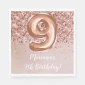 Roos Gold Kinder Girl 9e verjaardag Servet (Voorkant)