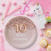 Roos Gold Kinder Girly 10e verjaardag Papieren Bordje (Feest)