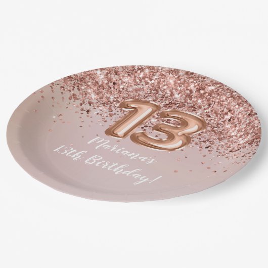 Roos Gold Kinder Girly 13e verjaardag Papieren Bordje (Gekanteld)