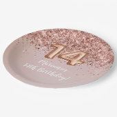 Roos Gold Kinder Girly 14e verjaardag Papieren Bordje (Gekanteld)