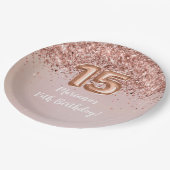 Roos Gold Kinder Girly 15e verjaardag Papieren Bordje (Gekanteld)