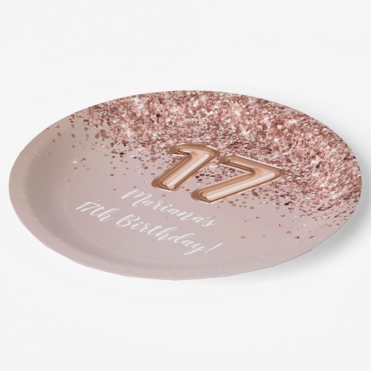 Roos Gold Kinder Girly 17e verjaardag Papieren Bordje (Gekanteld)