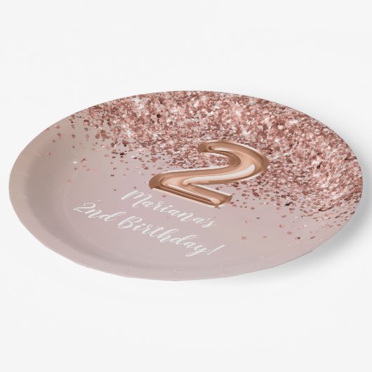 Roos Gold Kinder Girly 2e verjaardag Papieren Bordje (Gekanteld)