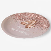 Roos Gold Kinder Girly 4e verjaardag Papieren Bordje (Gekanteld)