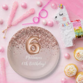 Roos Gold Kinder Girly 6e verjaardag Papieren Bordje (Feest)