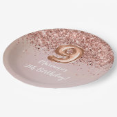 Roos Gold Kinder Girly 9e verjaardag Papieren Bordje (Gekanteld)